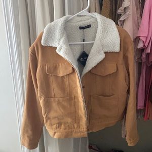 ZAFUL beige fuzzy jacket